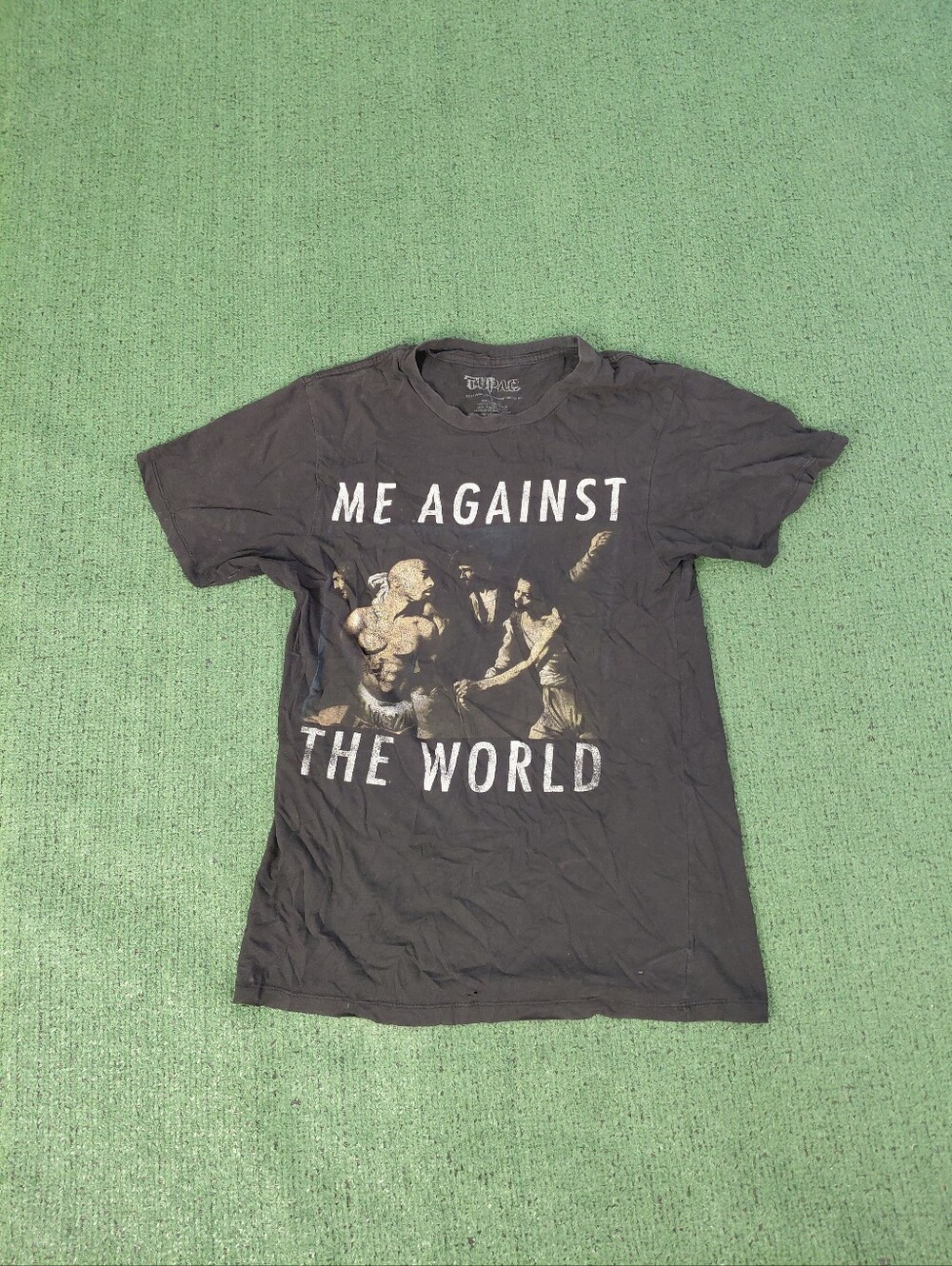 Tupac "Me Against The World" Rap Rapper Music Black T Shirt Sz Small